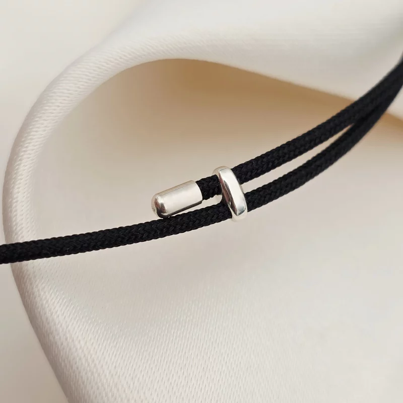 Brățara Cruce - Șnur negru Gros - Argint 925 picture - 3