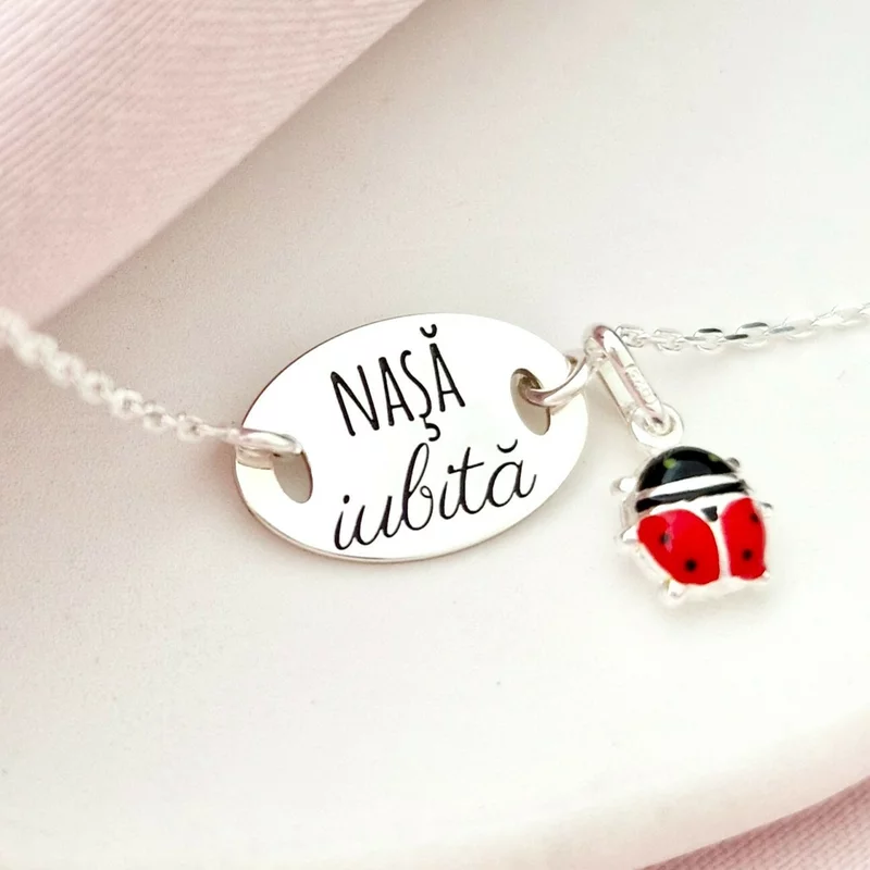 Bratara cu charm la alegere - Femeie iubita - Pandantiv oval cu lantisor - Argint 925 picture - 3