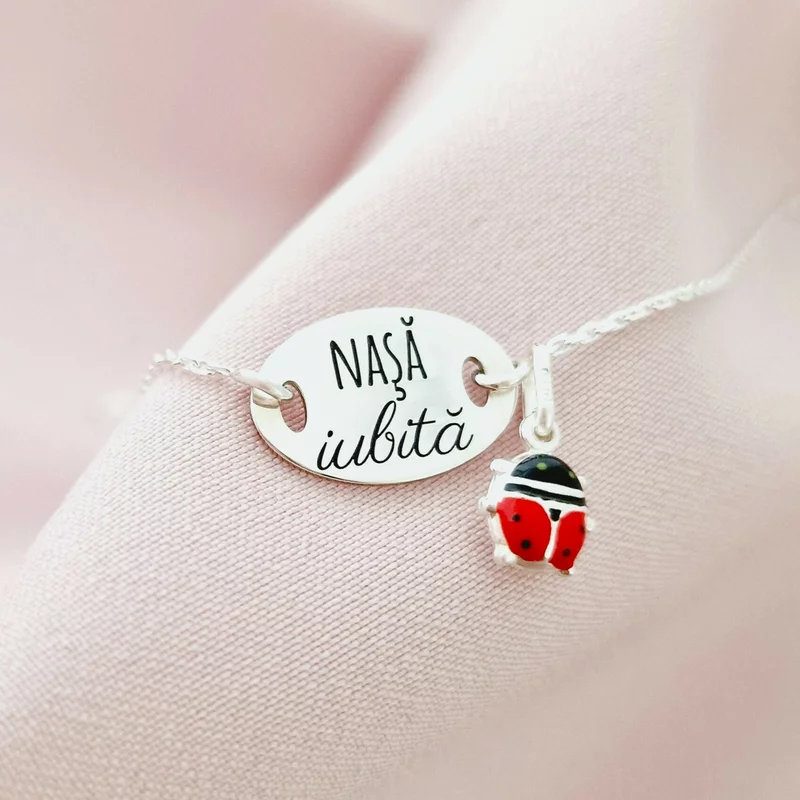 Bratara cu charm la alegere - Femeie iubita - Pandantiv oval cu lantisor - Argint 925 picture - 5