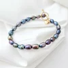 Bratara cu Perle - model sirag de perle rice peacock de apa dulce - Argint 925 placat cu Aur Galben 18K