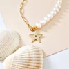 Bratara cu Perle si Diamant natural - Stella Marina - Model combinat cu perle si lantisor zale - Argint 925 placat cu Aur Galben 18K