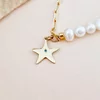 Bratara cu Perle si Diamant natural - Stella Marina - Model combinat cu perle si lantisor zale - Argint 925 placat cu Aur Galben 18K