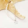 Bratara cu Perle si Diamant natural - Stella Marina - Model combinat cu perle si lantisor zale - Argint 925 Rodiat
