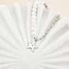 Bratara cu Perle si Diamant natural - Stella Marina - Model combinat cu perle si lantisor zale - Argint 925 Rodiat