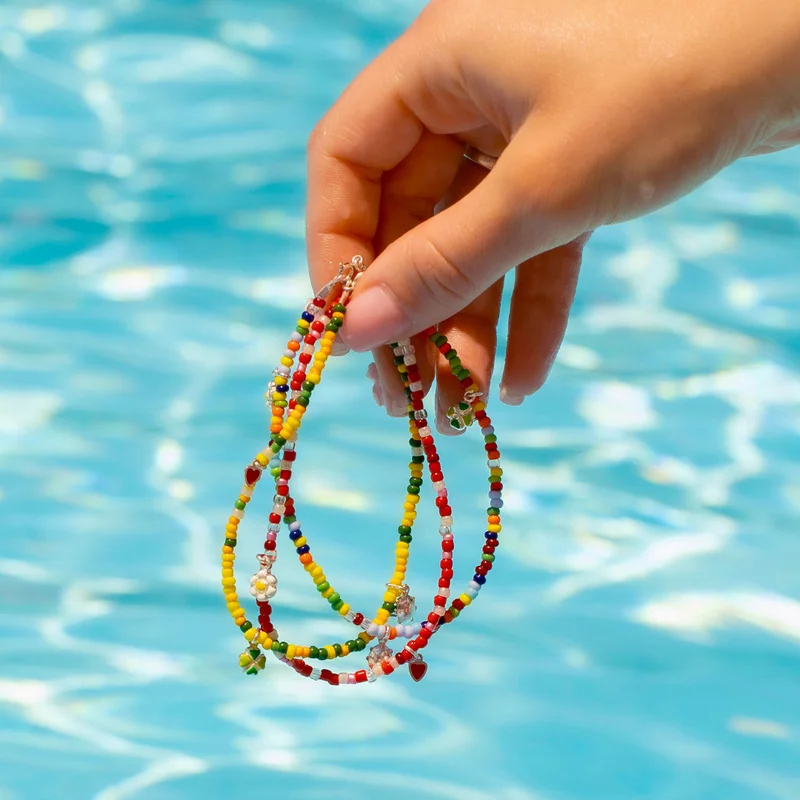 Bratara de picior – 2 Charmuri colorate din Argint 925  - Model cu bilute rosii picture - 6