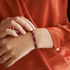 Bratara Eleganta din piatra Ametist si Bilute din Aur 14K - Snur elastic