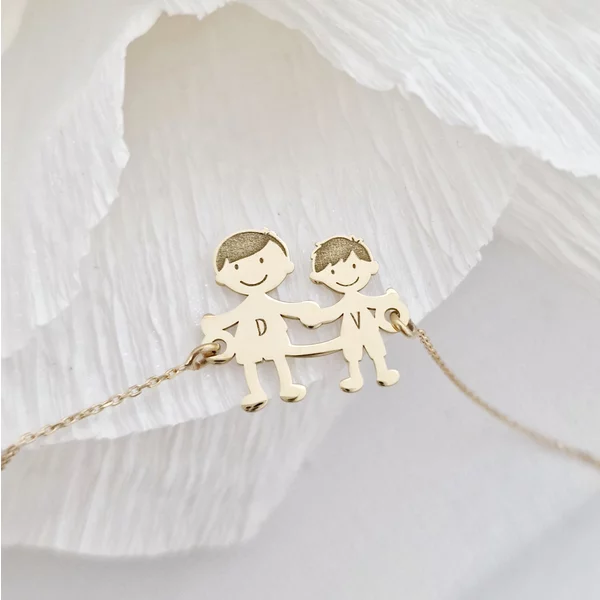 Bratara Familie - 2 Membri - pandant Aur Galben 14K - cu lantisor