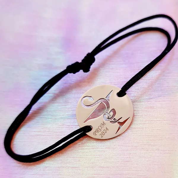 Bratara Farmacist - Aur Roz 14K - 15 mm banut - grosime 0.35 mm - snur negru reglabil