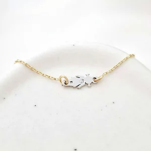 Bratara Fior al Copilariei - Model Fetita cu Diamant natural - Argint 925 & Argint placat cu Aur Galben 18K