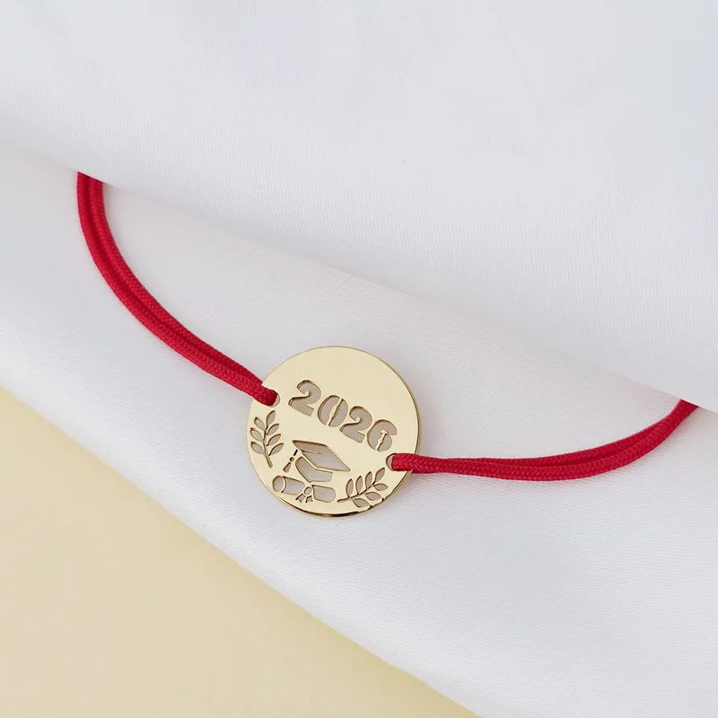 Bratara Graduation - An decupat - Banut 15 mm si snur reglabil - Argint placat cu Aur Galben 18K picture - 4