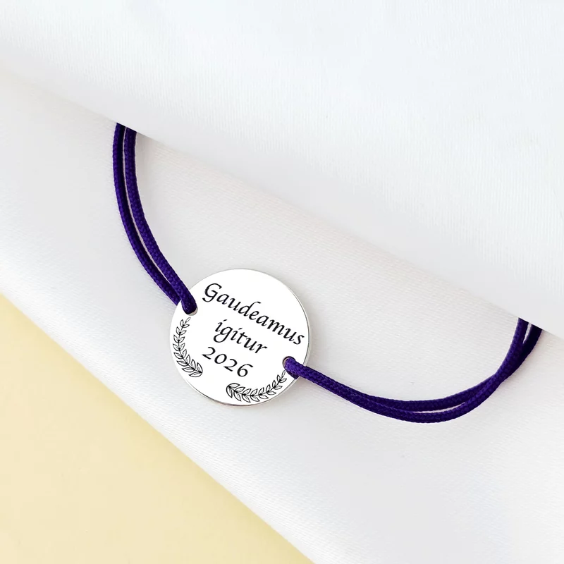 Bratara Graduation - Gaudeamus igitur - Banut 15 mm si snur reglabil - Argint 925 picture - 4