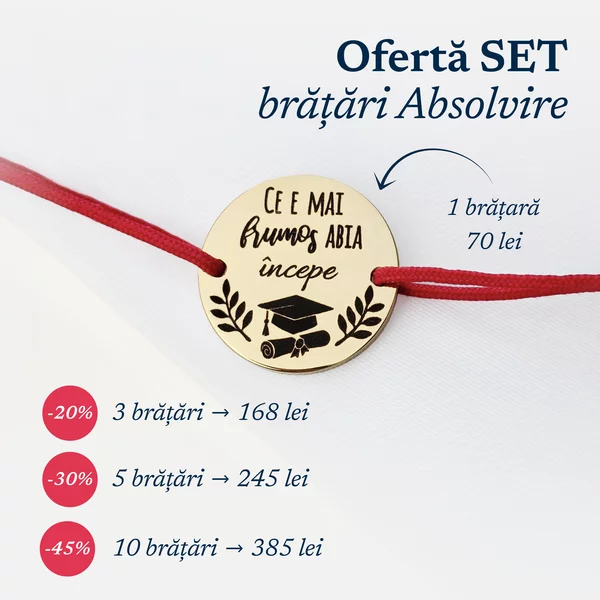 Bratara Graduation - Inceput - Banut 15 mm si snur reglabil - Otel Inoxidabil 316L