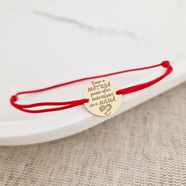 Bratara Imbratisari de Matusa - Argint 925 placat cu Aur Galben 18K - Snur reglabil, diverse culori