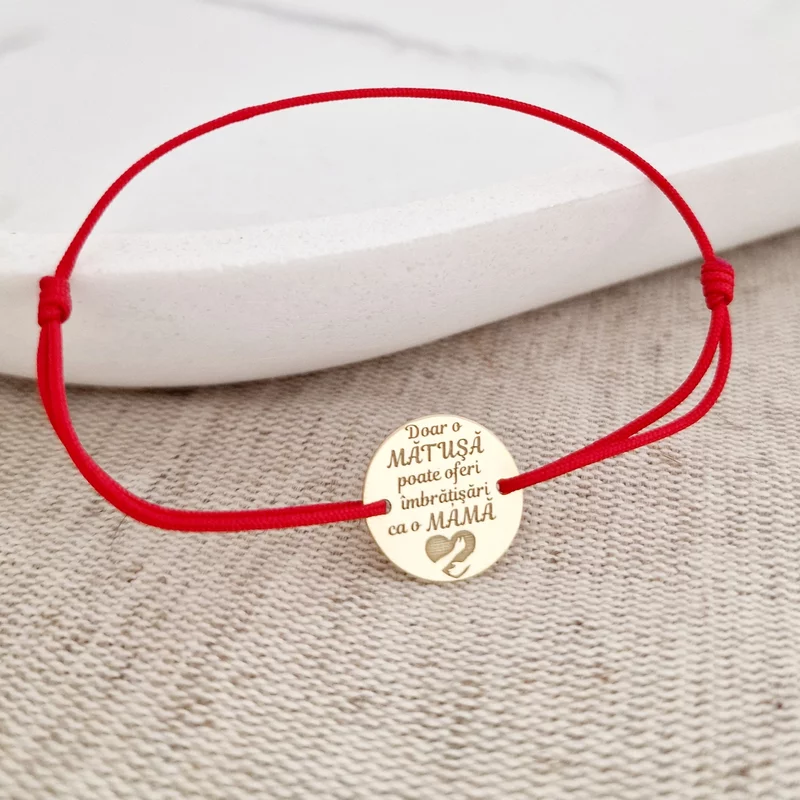 Bratara Imbratisari de Matusa - Argint 925 placat cu Aur Galben 18K - Snur reglabil, diverse culori picture - 4