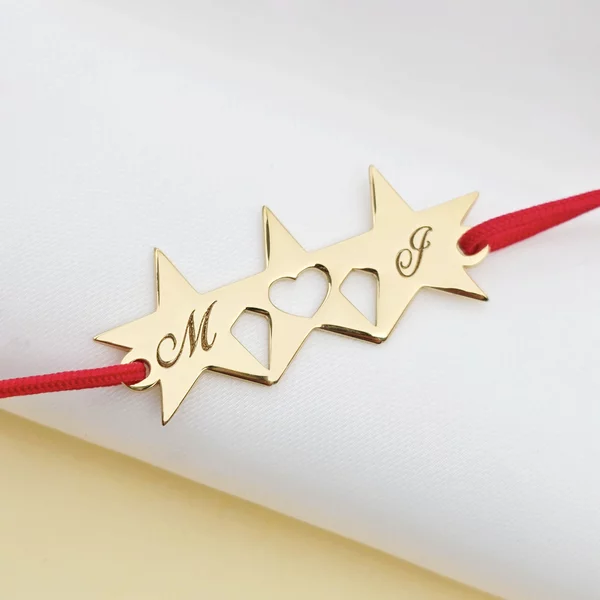 Bratara IMPREUNA - Constelatia mamei -  3 stelute personalizate - Argint 925 placat cu Aur Galben 18K - Snur reglabil