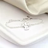 Bratara ingeras - personalizat cu initiala si Piatra pretioasa - Argint 925 Rodiat - Cu lantisor fata/baiat