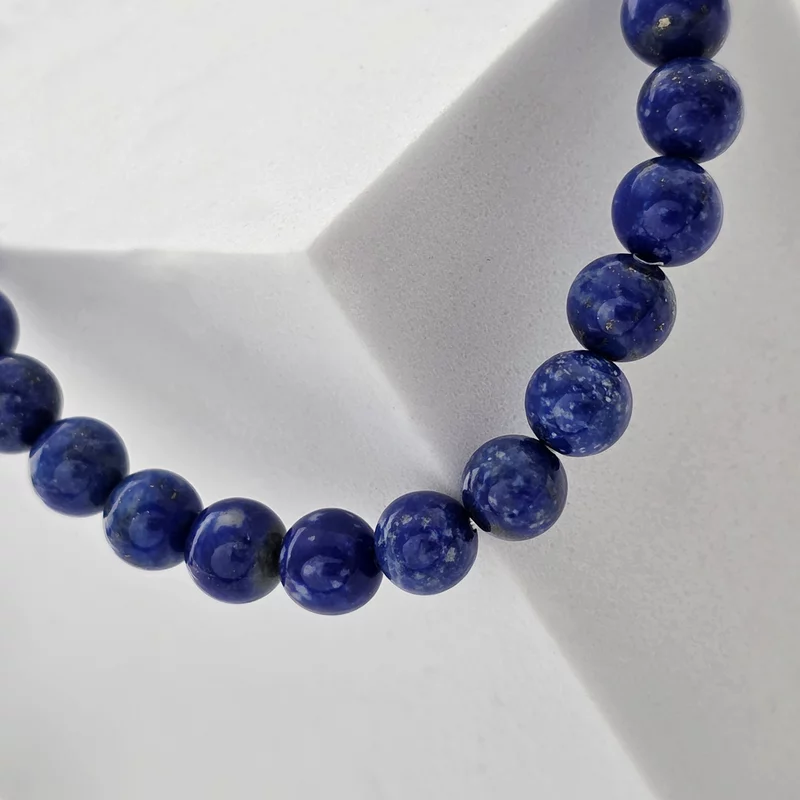 Bratara Intelepciune - Pietre Lapis Lazuli de 6 mm - Bilute din Argint 925 - Snur elastic picture - 3