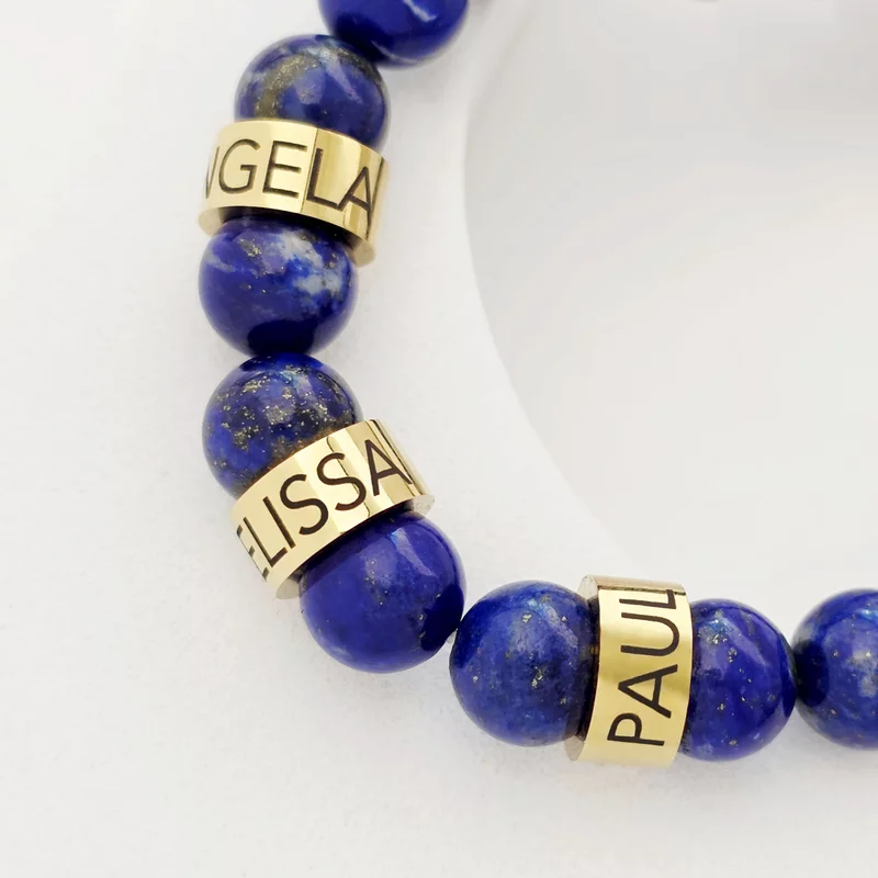 Bratara Lapis Lazuli - 3 Cilindri personalizați - Otel Inoxidabil 316L picture - 2