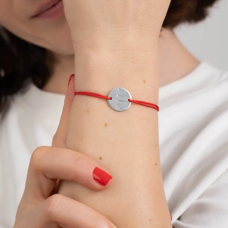 Bratara - Live Love Dance - Argint 925 si snur rosu picture - 2