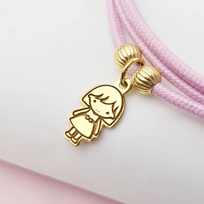 Bratara Magnetica cu Charm Fetita - Argint placat cu Aur Galben 18K