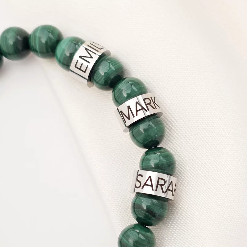 Bratara Malachit- 3 Cilindri personalizați - Otel Inoxidabil 316L picture - 2