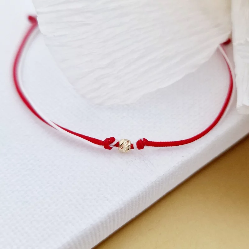 Bratara Martisor - Biluta din Aur 9K - Snur combinat rosu&alb picture - 2