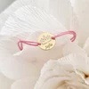 Bratara Mica printesa - Banut 12 mm personalizat cu nume - Argint placat cu Aur Galben 18K - Snur reglabil, diverse culori