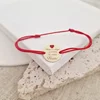 Bratara Nasa mea - Argint 925 placat cu Aur Galben 18K - Inimioara cu email rosu - Snur reglabil, diverse culori
