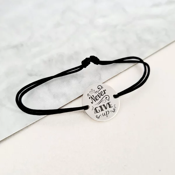 Bratara Never give up - snur negru