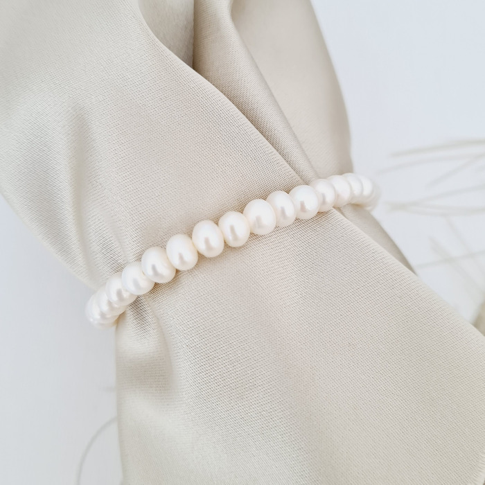 Bratara perle - simplitate pură - model sirag - argint 925