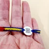 Bratara personalizata - Banut 15 mm - Tara mea brodata - Argint 925 - Snur impletit tricolor