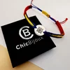 Bratara personalizata - Banut 15 mm - Tara mea brodata - Argint 925 - Snur impletit tricolor