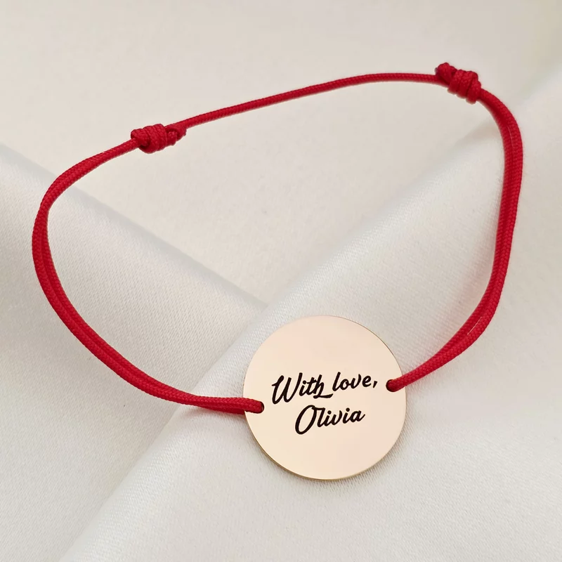 Bratara personalizata cu banut 18 mm si snur reglabil - Otel Inoxidabil 316L picture - 4