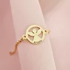 Brățară personalizată cu disc si înger decupat, nume personalizat și Diamant natural – Argint 925 placat cu Aur Galben 18K - Cu lantisor fata/baiat