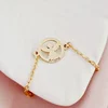 Brățară personalizată cu disc si înger decupat, nume personalizat și Diamant natural – Argint 925 placat cu Aur Galben 18K - Cu lantisor fata/baiat