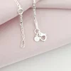 Brățară personalizată cu disc si înger decupat, nume personalizat și Diamant natural – Argint 925 Rodiat - Cu lantisor fata/baiat