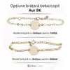 Bratara personalizata cu nume - Fluture decupat - Aur Galben 9K - Banut 12 mm diametru - Cu lantisor fata/baiat