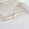 Bratara personalizata cu nume - Fluture decupat - Aur Galben 9K - Banut 12 mm diametru - Cu lantisor fata/baiat