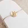Bratara personalizata cu poza - Mereu aproape - Banut 15 mm - Argint 925 placat cu Aur Galben 18K - snur reglabil