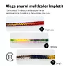 Bratara personalizata cu snur impletit multicolor - Banut 10 mm gravat cu nume/data/mesaj/simbol - Aur Galben 14K