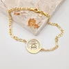 Bratara personalizata - Disc decupat cu simbol masina off road - Argint 925 placat cu Aur Galben 18K - bratara barbati cu lant