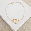 Bratara personalizata - Educatoare/Invatatoare - Inima decorata cu email - Argint 925  placat cu Aur Galben 18K - cu lantisor