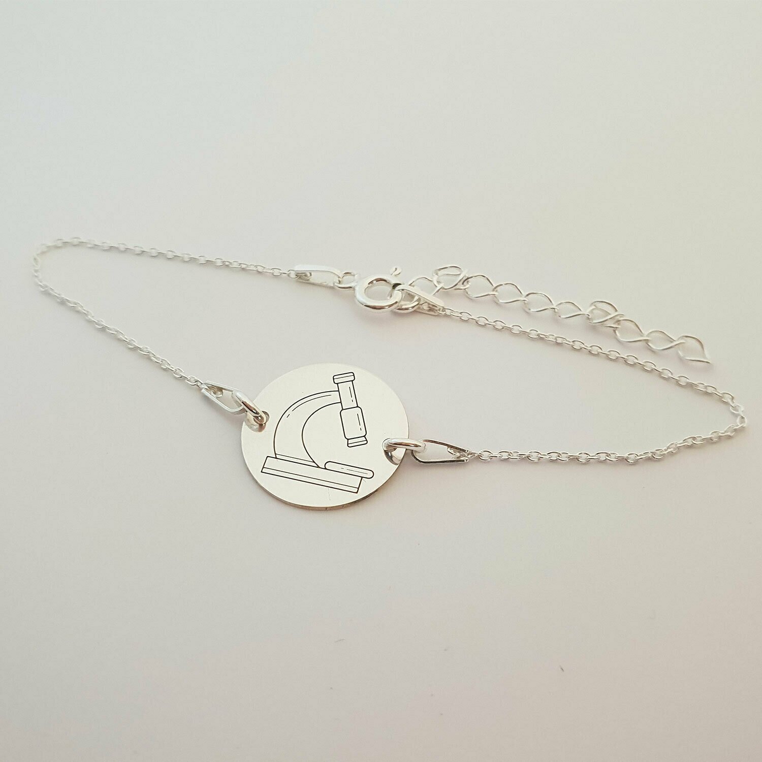 Bratara personalizata - Microscop - cu lantisor - Argint 925