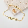 Bratara  personalizata - placuta cu text gravat - Argint 925 placat cu Aur Galben 18K - bratara barbati cu lant