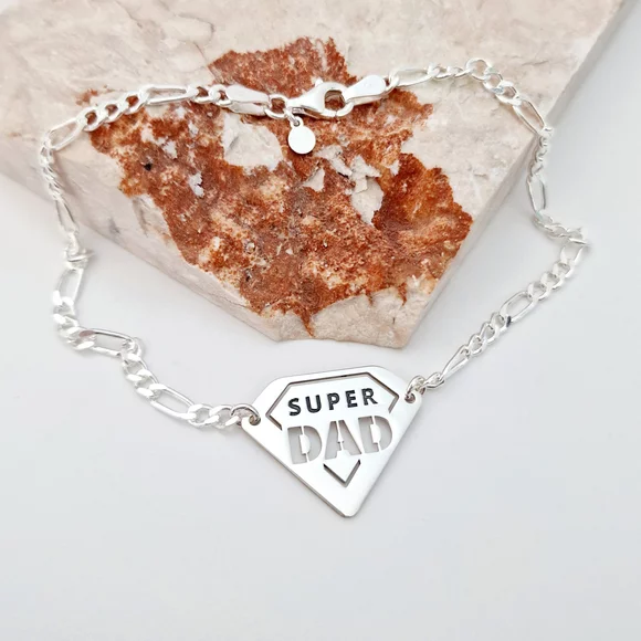 Bratara  personalizata - Super Dad - Argint 925 - bratara barbati cu lant