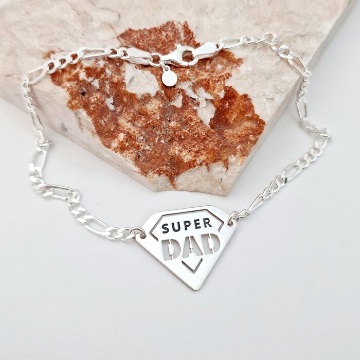 Bratara personalizata - Super Dad - Argint 925 - bratara barbati cu lant