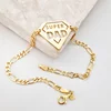 Bratara  personalizata - Super Dad - Argint 925 placat cu Aur Galben 18K - bratara barbati cu lant