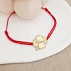 Bratara personalizata - Trifoi cu nume - Argint 925 placat cu Aur Galben 18K- Snur reglabil, diverse culori