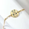 Bratara personalizata - Ursulet cu email albastru  - 12 mm - Argint 925 placat cu Aur Galben 18K - Cu lantisor fata/baiat
