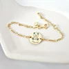 Bratara personalizata - Ursulet cu email albastru  - 12 mm - Argint 925 placat cu Aur Galben 18K - Cu lantisor fata/baiat